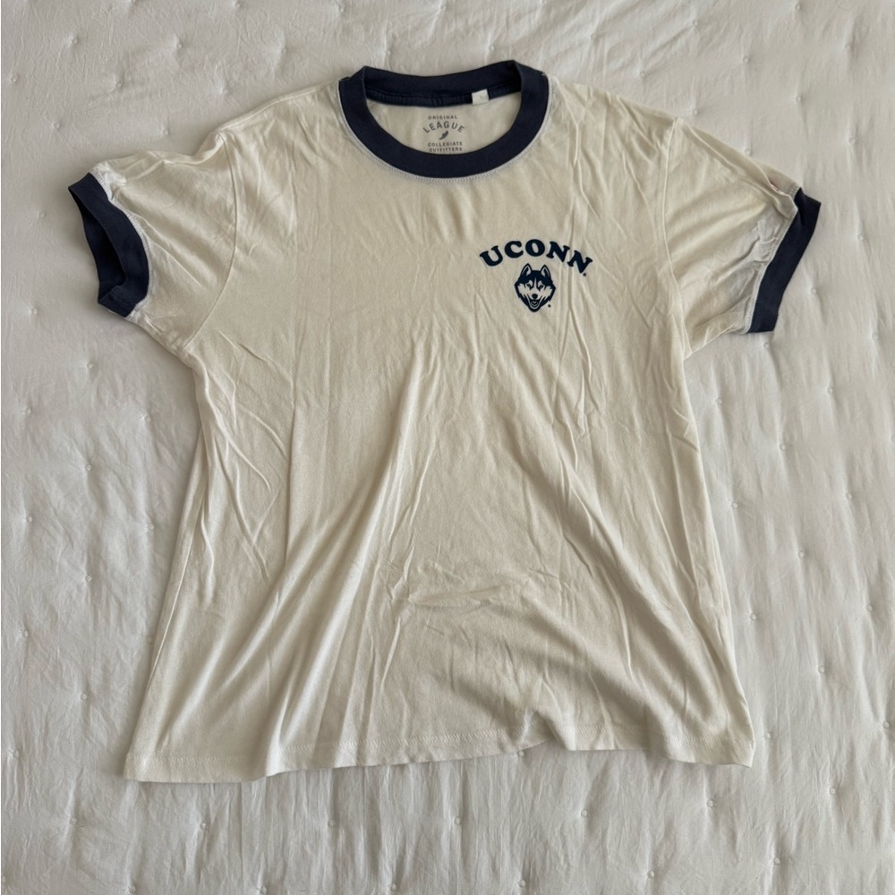 UCONN Women's Short Sleeve Tee - Cream and Black